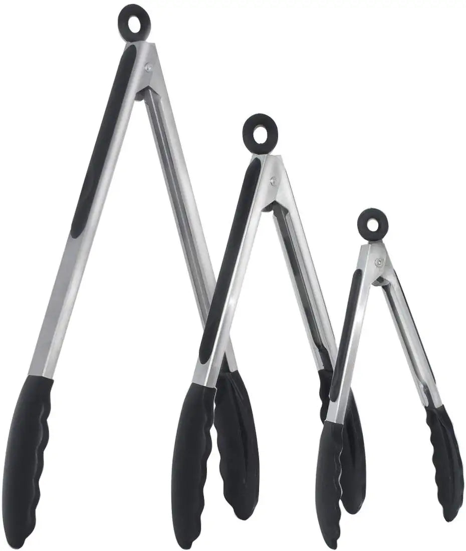 Silicone Kitchen BBQ Tongs Stainless Steel