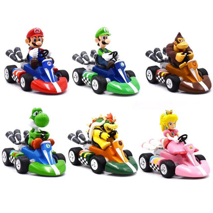 Action Figure  - Super Mario Bros Karting - Luigi Bowser Princess Peach Yoshi Toys Pull Back Car Game