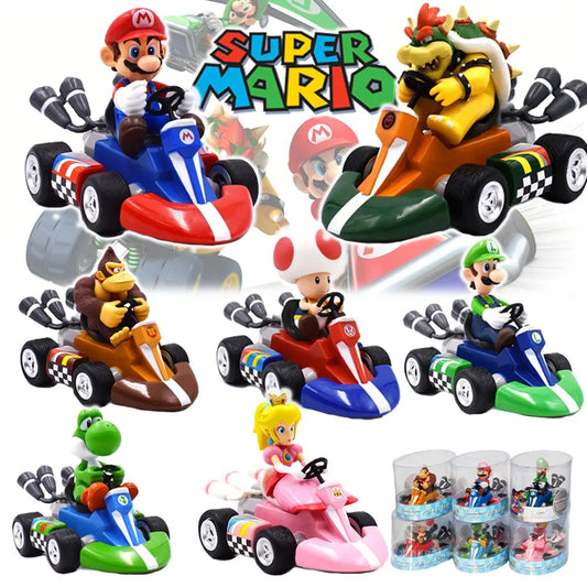 Action Figure  - Super Mario Bros Karting - Luigi Bowser Princess Peach Yoshi Toys Pull Back Car Game