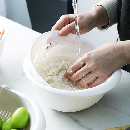 Rotating Double Layer Kitchen Basket - Fruit & Veggie Drainer