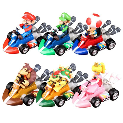 Action Figure  - Super Mario Bros Karting - Luigi Bowser Princess Peach Yoshi Toys Pull Back Car Game