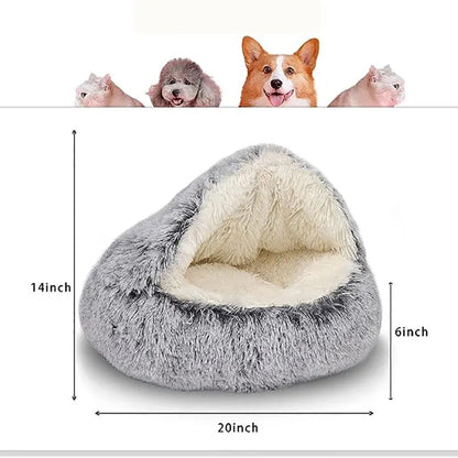 Soft Plush Pet Bed with Cover Round Cat - Small Dogs