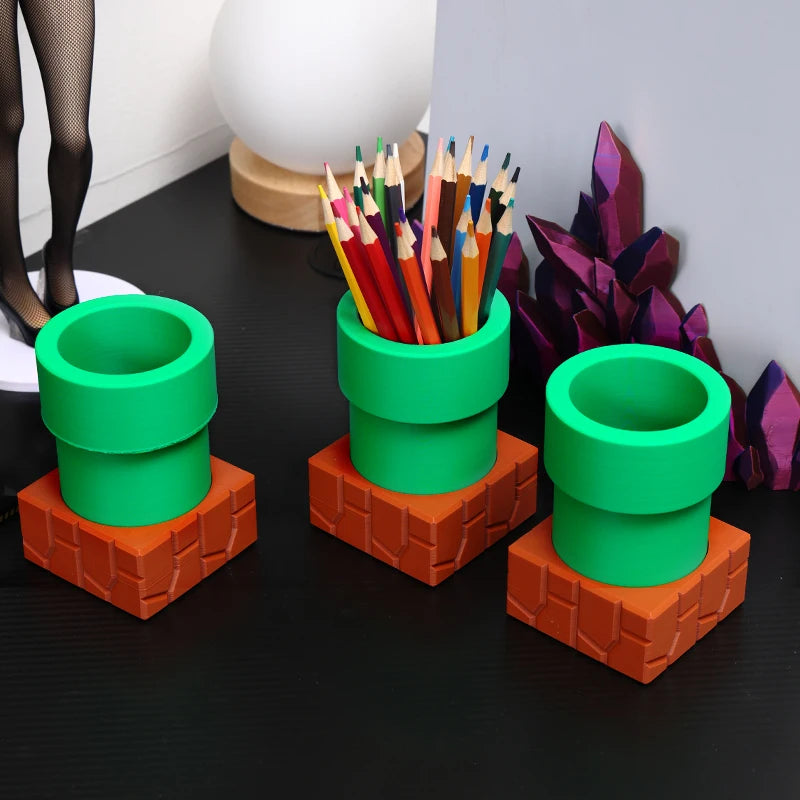 Pen Holder - Super Mario Bros - Desk Makeup Brush Holder - Stationery Pencil Storage Box Toy 10cm