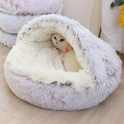 Soft Plush Pet Bed with Cover Round Cat - Small Dogs