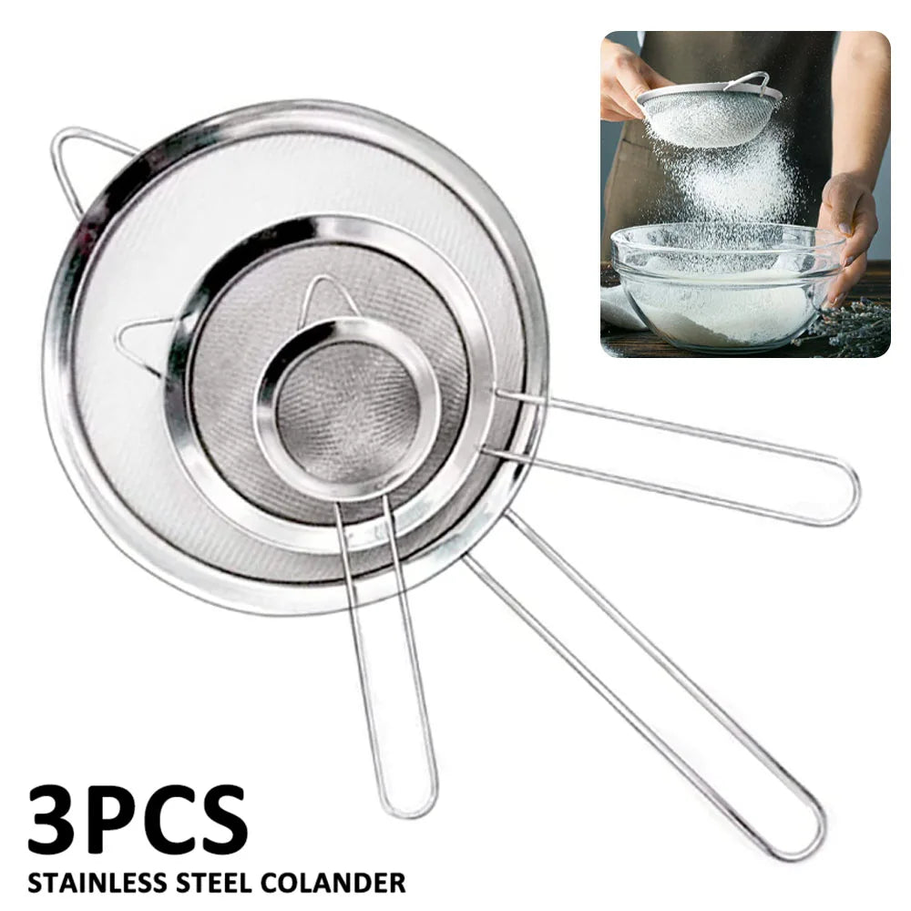 3-Piece Stainless Steel Mesh Strainer Set