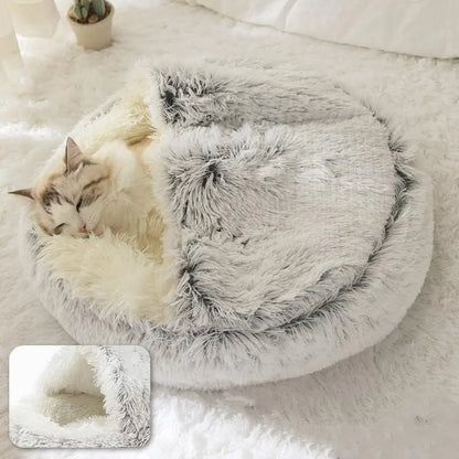 Soft Plush Pet Bed with Cover Round Cat - Small Dogs