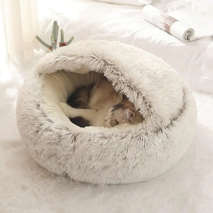 Soft Plush Pet Bed with Cover Round Cat - Small Dogs