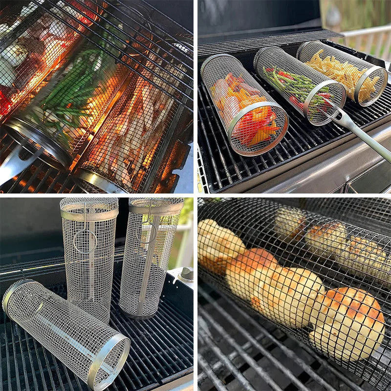 BBQ Basket Stainless Steel Rolling