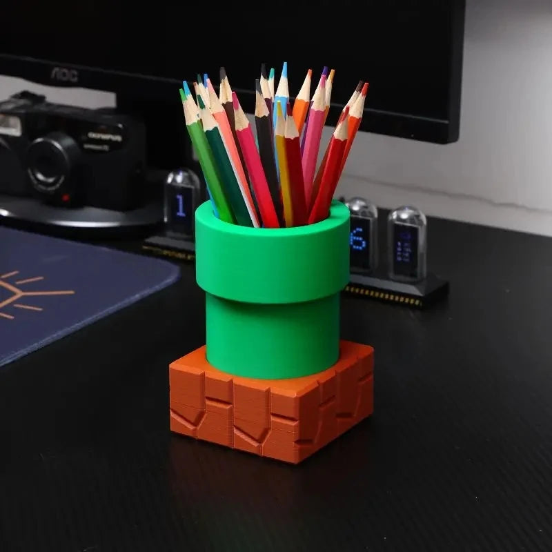 Pen Holder - Super Mario Bros - Desk Makeup Brush Holder - Stationery Pencil Storage Box Toy 10cm