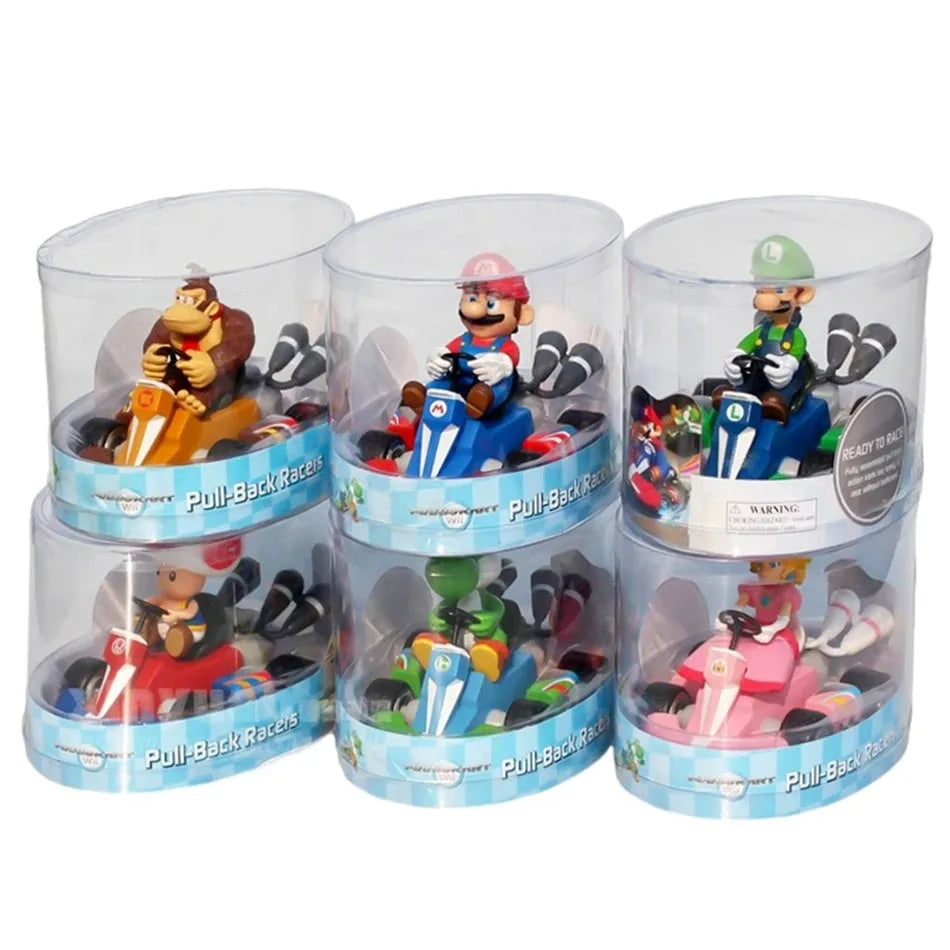 Action Figure  - Super Mario Bros Karting - Luigi Bowser Princess Peach Yoshi Toys Pull Back Car Game