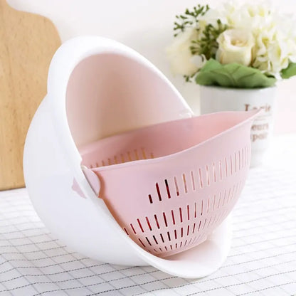 Rotating Double Layer Kitchen Basket - Fruit & Veggie Drainer